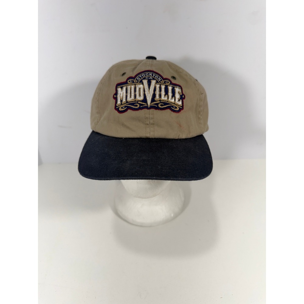 Zephyr Stockton Mudville Nine Hat Khaki Navy Blue NHL Embroidered Baseball Cap